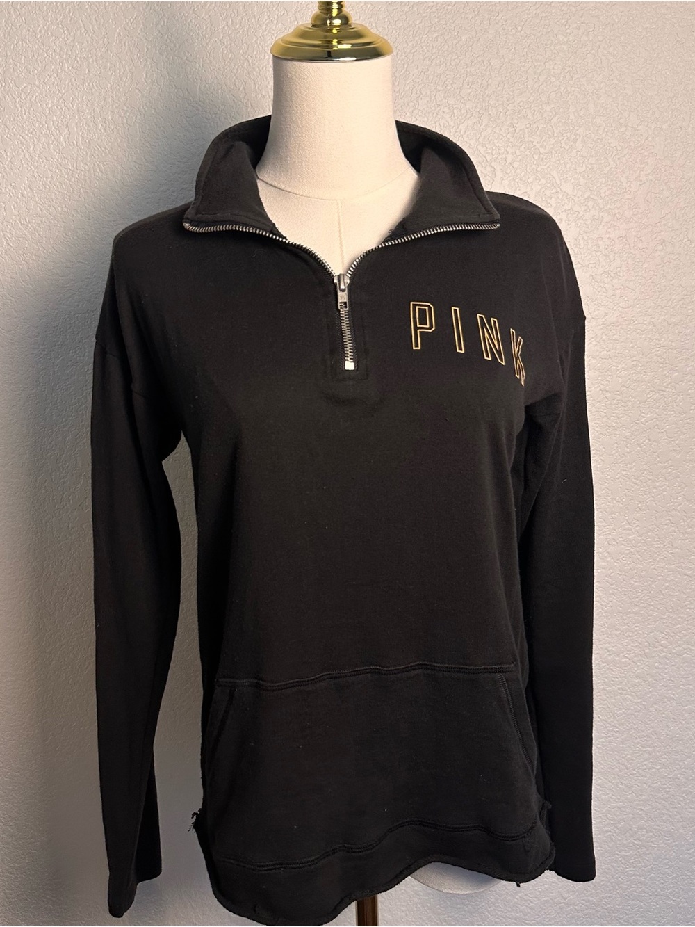 Woman’s Victoria Secret PINK Black Sequin SAINTS Long Sleeve Top - Picture 3 of 11